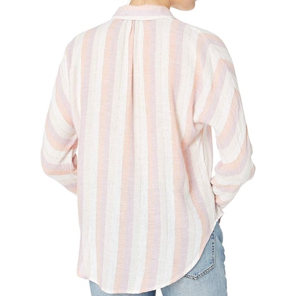 RAILS Alyssa Linen Dusk Stripe Shirt M - Picture 3 of 7